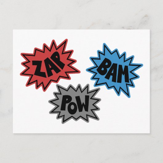 ZAP BAM POW Comic Sound FX - Origineel Briefkaart (Voorkant)