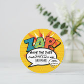 ZAP Bewaar de datum Leuke Retro Strip Pop Art Save The Date (Staand voorkant)