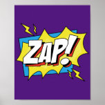 Zap! Elektrificerende Pop Art Comic Action Poster<br><div class="desc">Breng een schok van energie in uw ruimte met deze 'Zap!' pop art design. Geïnspireerd door de levendige en dynamische stijl van klassieke stripboeken,  legt dit stuk het opwindende moment van actie vast,  waardoor het een opvallende en levendige toevoeging is aan elke kamer.</div>