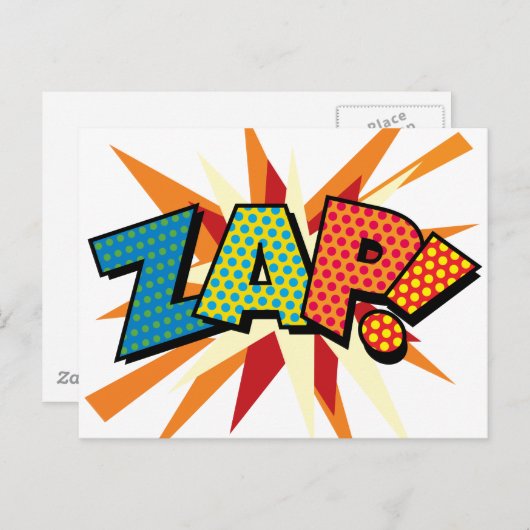 ZAP Fun Retro Comic Book Pop Art Briefkaart (Voorkant / Achterkant)