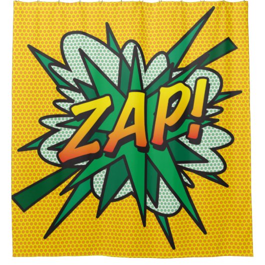 ZAP Fun Retro Comic Book Pop Art Douchegordijn (Voorkant)