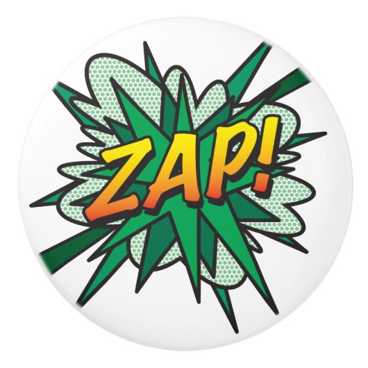 ZAP Fun Retro Comic Book Pop Art Keramische Knop (Voorkant)