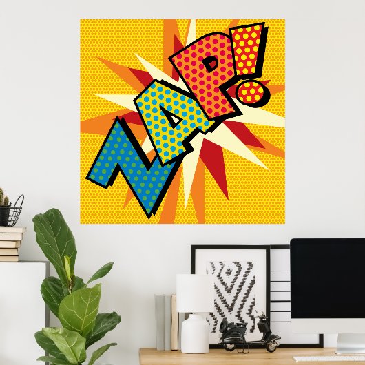 ZAP Fun Retro Comic Book Pop Art Poster (Thuiskantoor)