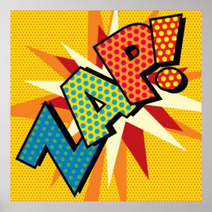ZAP Fun Retro Comic Book Pop Art Poster
