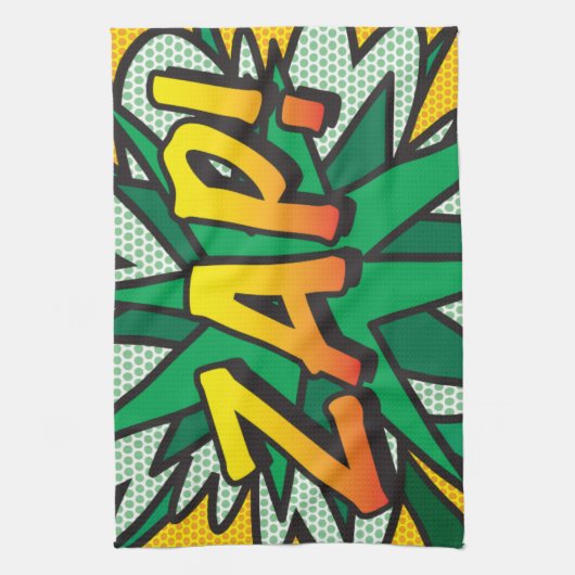 ZAP Fun Retro Comic Book Pop Art Theedoek (Verticaal)