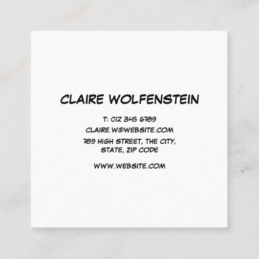 ZAP Fun Retro Comic Book Vierkante Visitekaartje (Achterkant)