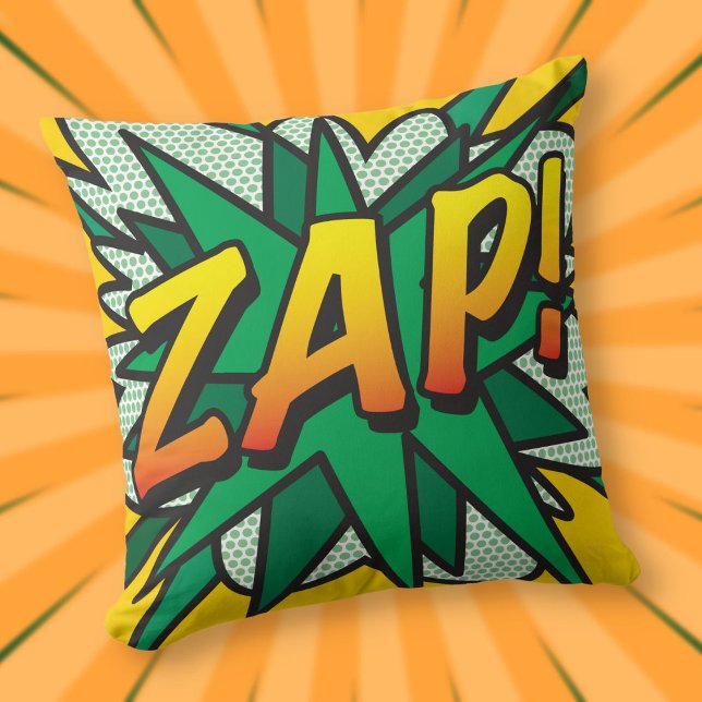 ZAP Fun Retro Stripboek Pop Art Kussen (ZAP Fun Retro Comic Book Pop Art Throw Pillow)