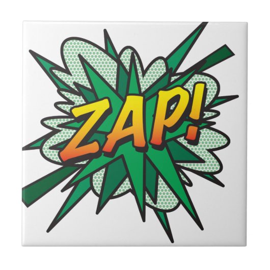 ZAP Fun Retro Stripboek Pop Art Tegeltje (Voorkant)