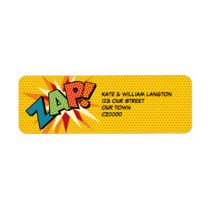 ZAP Leuk Retro Stripboek Pop Art Adres Etiket