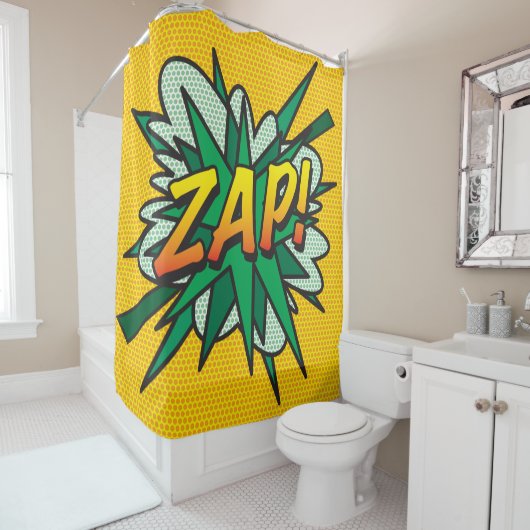 ZAP Leuke Retro Stripboek Pop Art Douchegordijn (In situ)
