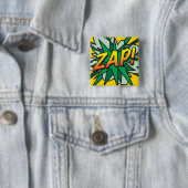 ZAP Leuke Retro Stripboek Pop Art Vierkante Button 5,1 Cm (In situ)