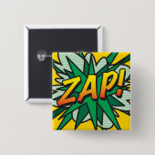 ZAP Leuke Retro Stripboek Pop Art Vierkante Button 5,1 Cm (Voorkant /achterkant)