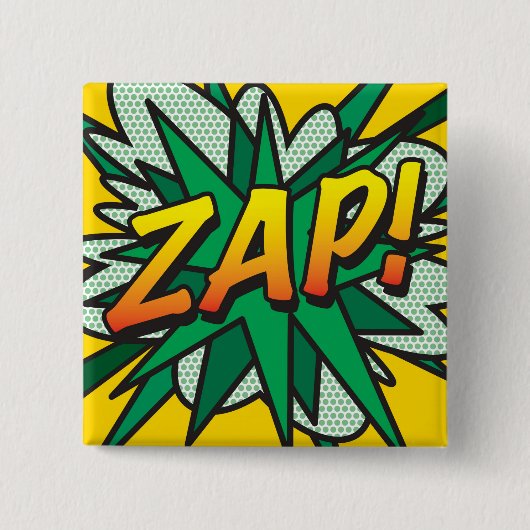 ZAP Leuke Retro Stripboek Pop Art Vierkante Button 5,1 Cm (Voorkant)