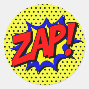 Zap Pop Art Superpower Hero Birthday Stickers