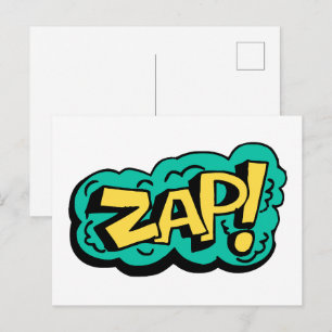 ZAP spraakballon woord, handgetekende illustratie Briefkaart