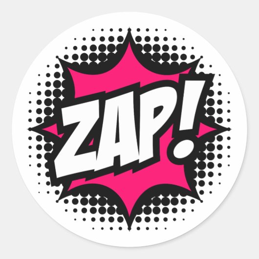 ZAP! Stripboekstijl Ronde Sticker (Voorkant)