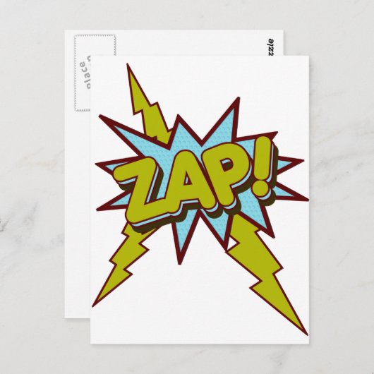 Zap, Zing, Pow. Briefkaart (Voorkant / Achterkant)