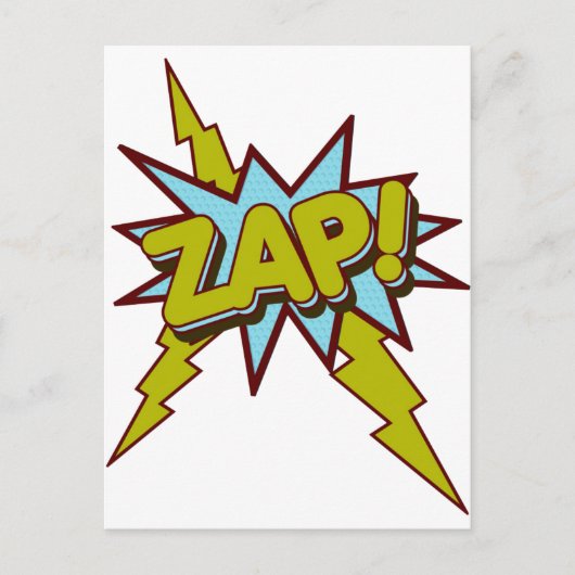 Zap, Zing, Pow. Briefkaart (Voorkant)