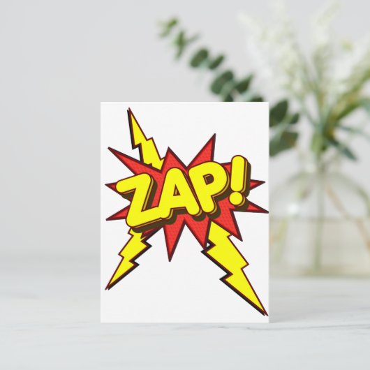 Zap, Zing, Pow. Briefkaart (Staand voorkant)