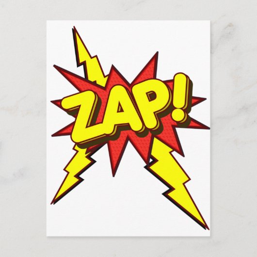 Zap, Zing, Pow. Briefkaart (Voorkant)