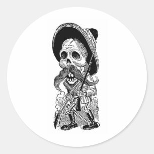 Zapatista Calavera. c. begin jaren '00. Mexico. Ronde Sticker