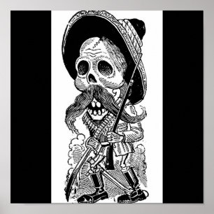 Zapatista Calavera c. begin jaren 1900. Mexico. Poster