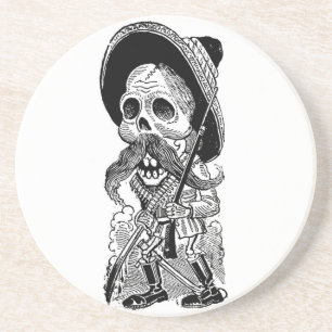 Zapatista Calavera c. begin jaren 1900. Mexico. Zandsteen Onderzetter