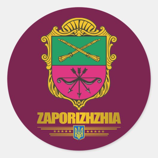"Zaporizhia (Zaporozhye) COA"-Stickers Ronde Sticker (Voorkant)