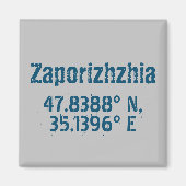 Zaporizhzhia Latitude & lengtegroei Magneet (Voorkant)
