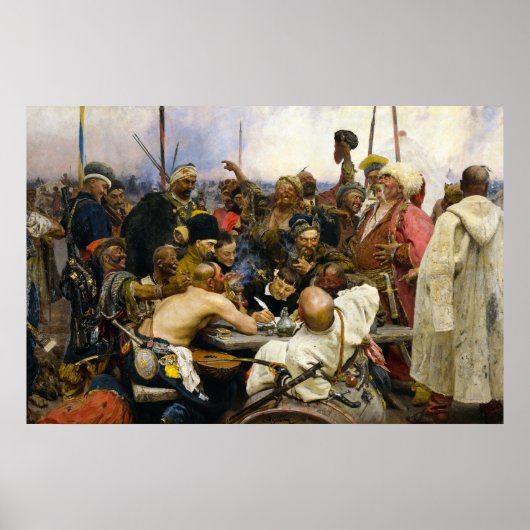 Zaporozhye Cossacks van Ilya Repin Poster (Voorkant)