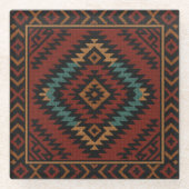 Zapotec Folk Art Geometrische Diamond Glass Onderz Glazen Onderzetter (Voorkant)