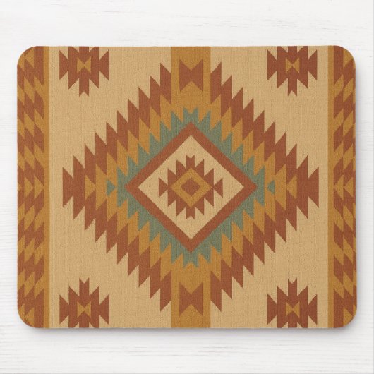 Zapotec Folk Art Neutral Geometrische Muismat (Voorkant)