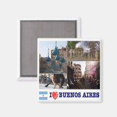 zAR040 BUENOS AIRES I Love, Mosaic, Fridge Magneet (Voorkant / Achterkant)