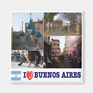 zAR040 BUENOS AIRES I Love, Mosaic, Fridge Magneet