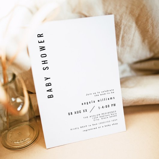 ZARA Eenvoudig Modern Minimalistisch Baby shower Kaart