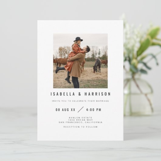 ZARA Eenvoudig Modern Minimalistisch Vierkant Foto Kaart (Staand voorkant)