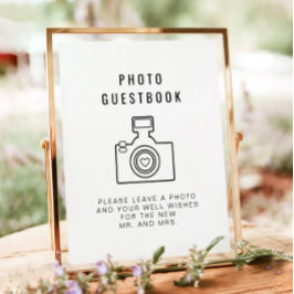 ZARA Minimalist Modern Photo Guestbook Sign Poster