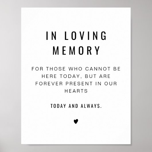 Zara Minimalistische 'In Liefdevolle Herinnering'  Poster (Voorkant)