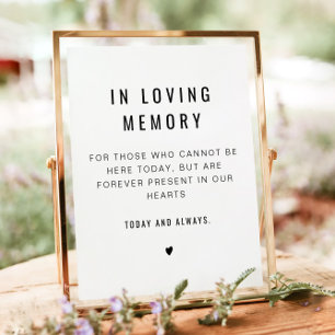 Zara Minimalistische 'In Loving Memory' Trouwposte Poster