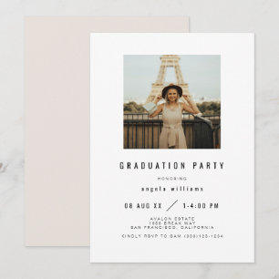ZARA Modern Afstuderen Invitation with Photo Kaart
