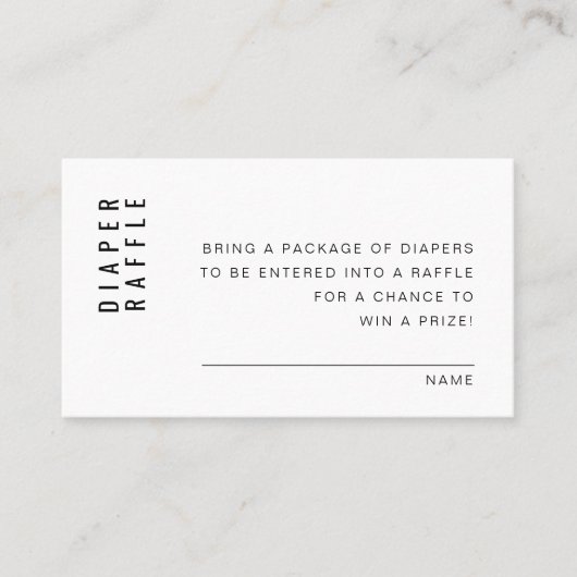 ZARA Modern Minimalist Luier Raffle Game Kaart Plaatskaartje (Voorkant)