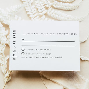 ZARA Modern Minimalist San Serif RSVP-kaart Kaart
