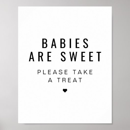 ZARA Modern Minimalistisch Baby shower Favor Sign Poster (Voorkant)