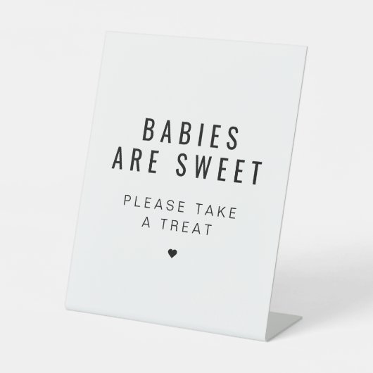 ZARA Modern Minimalistisch Baby shower Favor Sign Reclamebord Met Voetstuk (Voorkant)