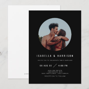 ZARA Modern Zwart Wit Foto Bruiloft Kaart