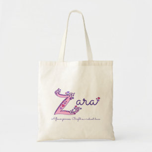 Zara-naam betekent gepersonaliseerde bibliotheekta tote bag