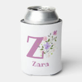 Zara Naam met een bloemendesign Blikjeskoeler (Blikje Voorkant)