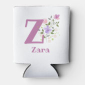 Zara Naam met een bloemendesign Blikjeskoeler (Voorkant)