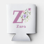 Zara Naam met een bloemendesign Blikjeskoeler (Achterkant)