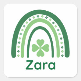 Zara Name Clover Boho Rainbow Vierkante Sticker